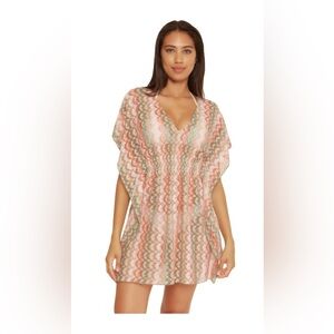 Elegant Pink and Green Swim Cover-Up